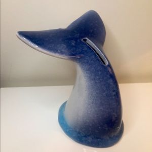 Whale Tail / Dolphin Tail Blue Coin Piggy Bank